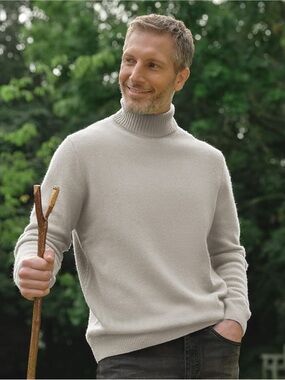 Woolovers Cream 100% Lambswool Long Sleeve Turtleneck Sweater Unisex Size Small